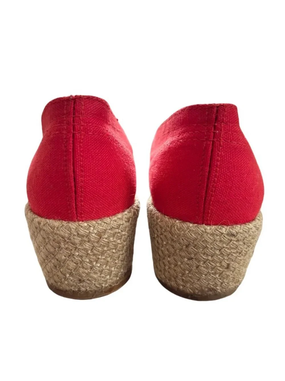 VTG SEARS Slip On Platform Wedge Espadrilles in Cherry Tomato 60s 70s SZ 8.5